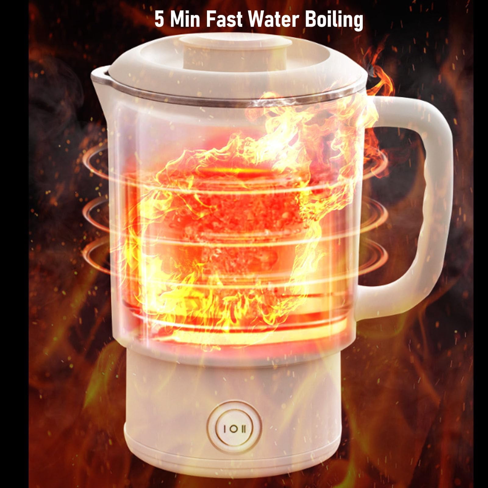 Portable Foldable Electric Kettle, 800ML Stainless Steel Tea Brewer with Temperature Control, Portable Small Tea Kettle for Travel Camping Use