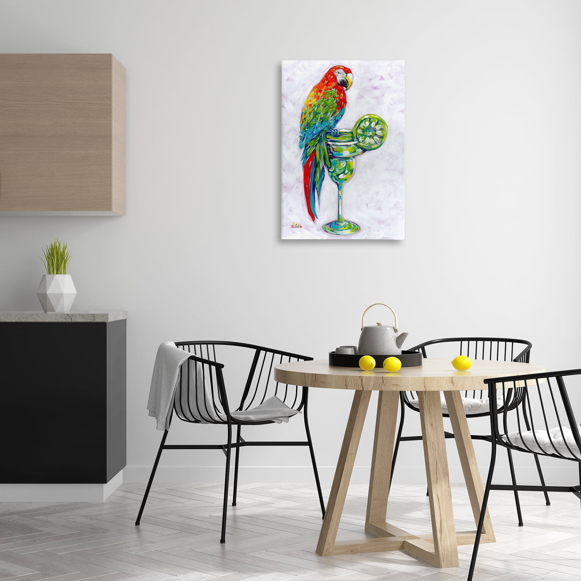 Stupell Industries Margarita Parrot Perched Food & Beverage Painting Gallery Wrapped Canvas Art Print Wall Art, 20 x 30