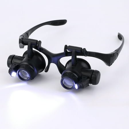 Loupe Horloger Montre Reparation 20x Binoculaire Lunette Monture LED Lampe