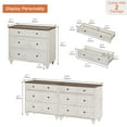 thumbnail image 2 of Mid-Century Modern Wooden Dresser with 6 Wide Drawers, Compact Storage Organizer for Bedroom, Nursery, Hallway, and Living Room, Rustic White, 2 of 6