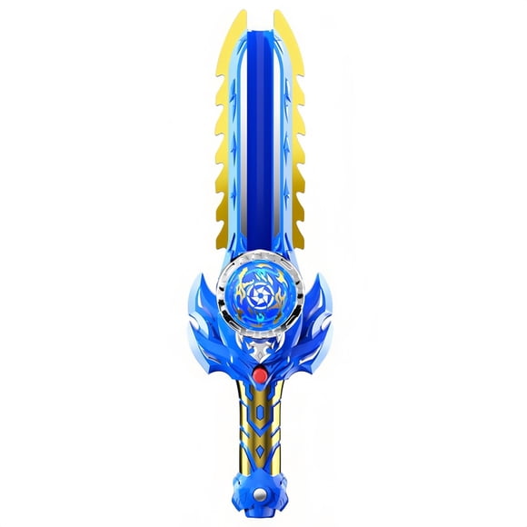 Gyroscope d'Épée Tournante à Corde Lumineuse, Jouet Battle Top Lumineux, Jeu de Combat Interactif à Rotation Haute Vitesse, Plaisir de Divertissement Intérieur Excitant, Bleu