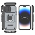 thumbnail image 3 of Compatible with iPhone 16 Pro Stand Case with Slide Camera Cover Military Grade Heavy Duty Rugged Anti-fall Shockproof Protection Built-in Ring Kickstand Hard Back Case Cover,Gray, 3 of 7