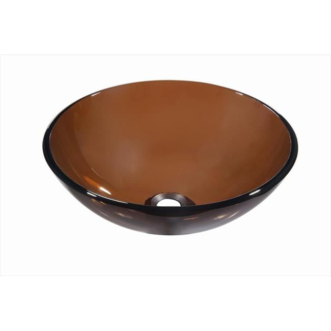 Elegant Brown Tempered Glass Round Vessel Sink 16.5"