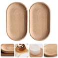thumbnail image 2 of EeaseMX 2 bandejas ovaladas de madera de haya, miniplatos, vajilla para el hogar, para tienda en casa., 2 of 8