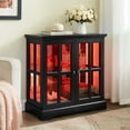 thumbnail image 5 of LED Curio Display Cabinet with Adjustable Glass Shelves, Retro Antique Design Glass Door Bookcase for Home Decor and Collectibles Storage, Black, 5 of 9