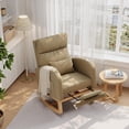 thumbnail image 1 of Modern Nursery Rocking Chair, Boucle Upholstered Rocking Chair with Footrest, Comfortable Rocker Recliner with Side Pocket, Rocker Glider for Living Room, Bedroom, Nursing Room, Light Brown, 1 of 9