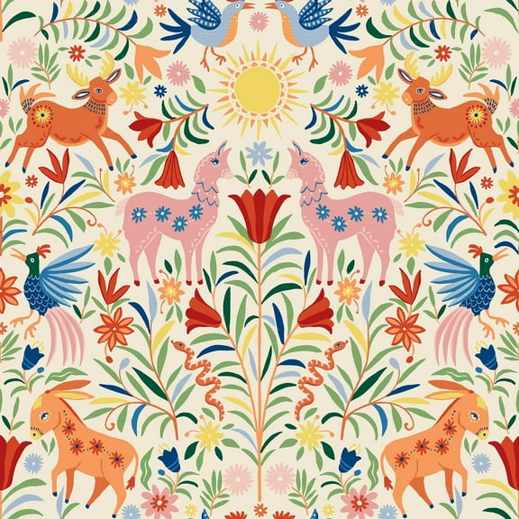 RoomMates Whimsical Creatures Multicolor/Cream Peel and Stick Wallpaper, 1 Roll