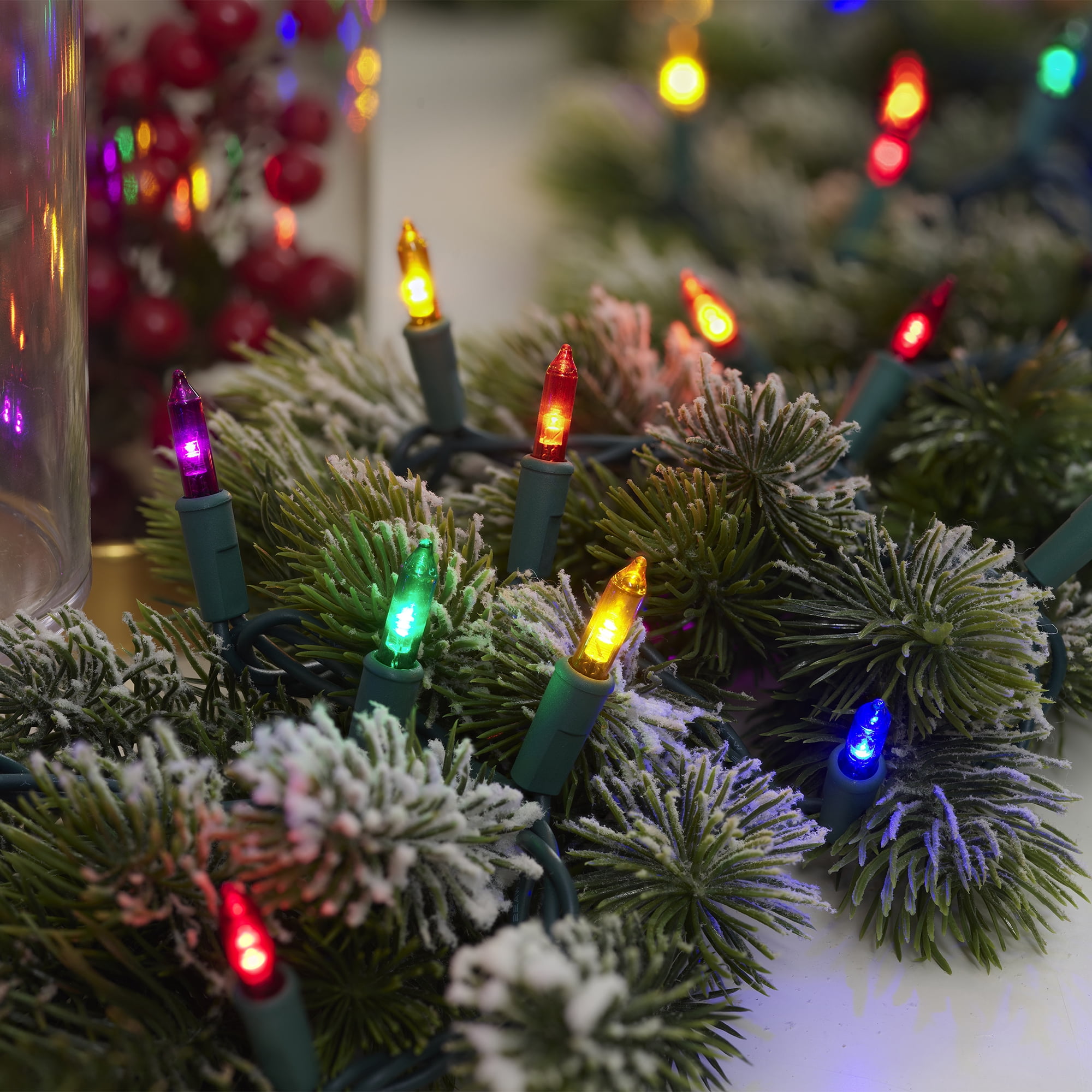 Indoor/Outdoor 100-Count LED Glass Mini Christmas String Lights, Multicolor, 19.5', by Holiday Time