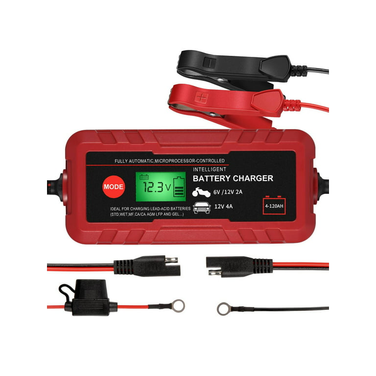 70W Fully Automatic Battery Charger 6V/12V Lead-Acid Auto Batterys Charger/Maintainer with LCD Digital Display/IP65 Protection