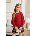 thumbnail image 3 of Oudiya Girls Lantern Sleeve Crew Neck Sweater Cute Pullover Top Jumper Outwear for Kids 5-13 Years, 3 of 7