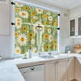thumbnail image 2 of Floral Kitchen Curtains Window Curtains Valance and Tier Set 36 Inch, Green Background Sunflowers Daisy Rod Pocket Short Tier Curtain, Botanical Small Cafe Curtains for Kitchen Decor, 2 of 5