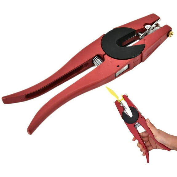 ABCISI Livestock Ear Tag Plier, Animal Ear Tag Install Tool, 90 Degrees Applicator Puncher Tagger for Livestock Pigs Sheep Goats Cattles Cows