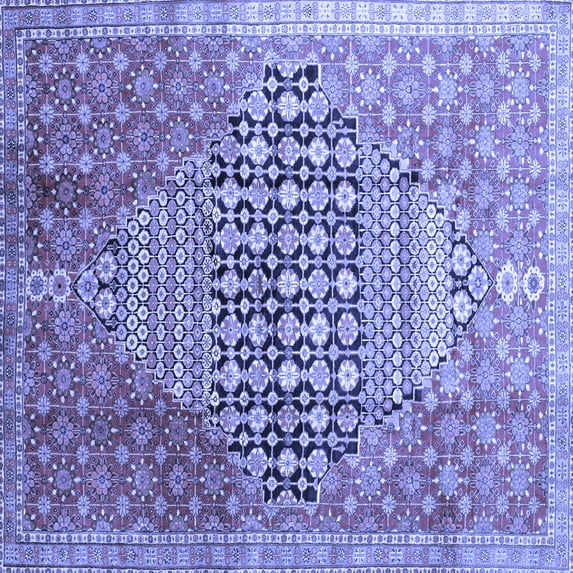 Ahgly Company Indoor Square Persian Blue Traditional Area Rugs, 7' Square