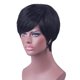 thumbnail image 1 of Pelucas Cortas Rectas O de Moda Peluca de Corte Pixie de Cabello para Mujeres Negras con Flequillo Lateral Negro / color, 1 of 9
