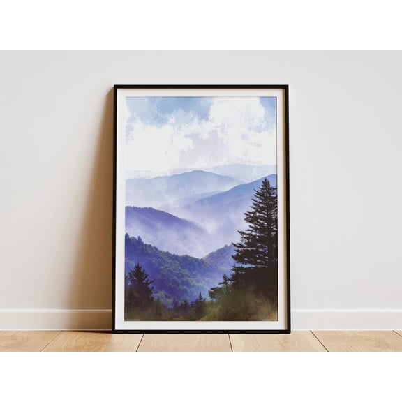 Great Smoky Mountains National Park Poster Vintage Style Travel Poster Smoky Mountains Print Wall Art Mountain Landscape Art Smokies Poster - Poster Unframed