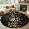 thumbnail image 2 of Round Rugs 7 Ft, Leopard Print Non Slip Area Rugs for Kitchen Bedroom Entryway, Chic Abstract Black Brown Animals Texture Washable Carpet Runner Rug Floor Mats for Bedroom Home Decor, 2 of 9