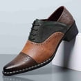 thumbnail image 2 of Men's Vintage Color-Block Brogue Dress Shoes - Embossed Wingtip Oxfords with Embossed Texture for Business & Block Heel, 2 of 6