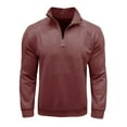 thumbnail image 2 of QUINDOS Mens Shirts,Men Fall And Winter Fashion Casual Solid Color Zipper Long Sleeve St Up Collar Comfortable Work T Shirts, 2 of 6