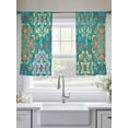 thumbnail image 5 of Turkish Flower Sheer Curtains 54 Inch Long 2 Panels, Vintage Abstract Geometric Ethnic Teal Light Filtering Rod Pocket Semi Sheer Curtains, Sheer Voile Drapes for Living Room Bedroom, 52"x54", 5 of 5