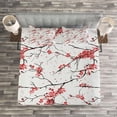 thumbnail image 3 of Ambesonne Flower Quilted Bedspread Set 3 Pcs, Windy April Weather, Queen Size, Coral Black, 3 of 3