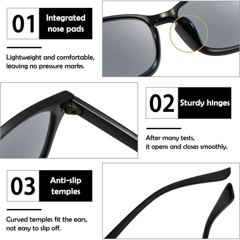 KOOSUFA Classic Retro Reading Sunglasses Sun Full-lense