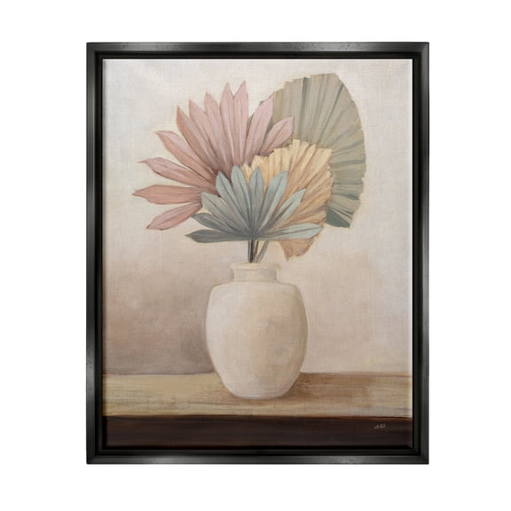 Stupell Industries Boho Sun Palms Botanical & Floral Painting Black Floater Framed Canvas Art Print Wall Art, 17 x 21