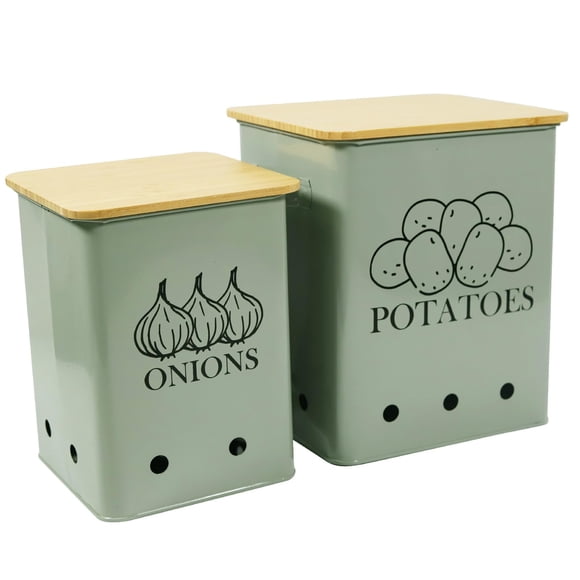 Juego de 2 latas de cocina para almacenar verduras para patatas, cebolla y ajo Gdfjiy