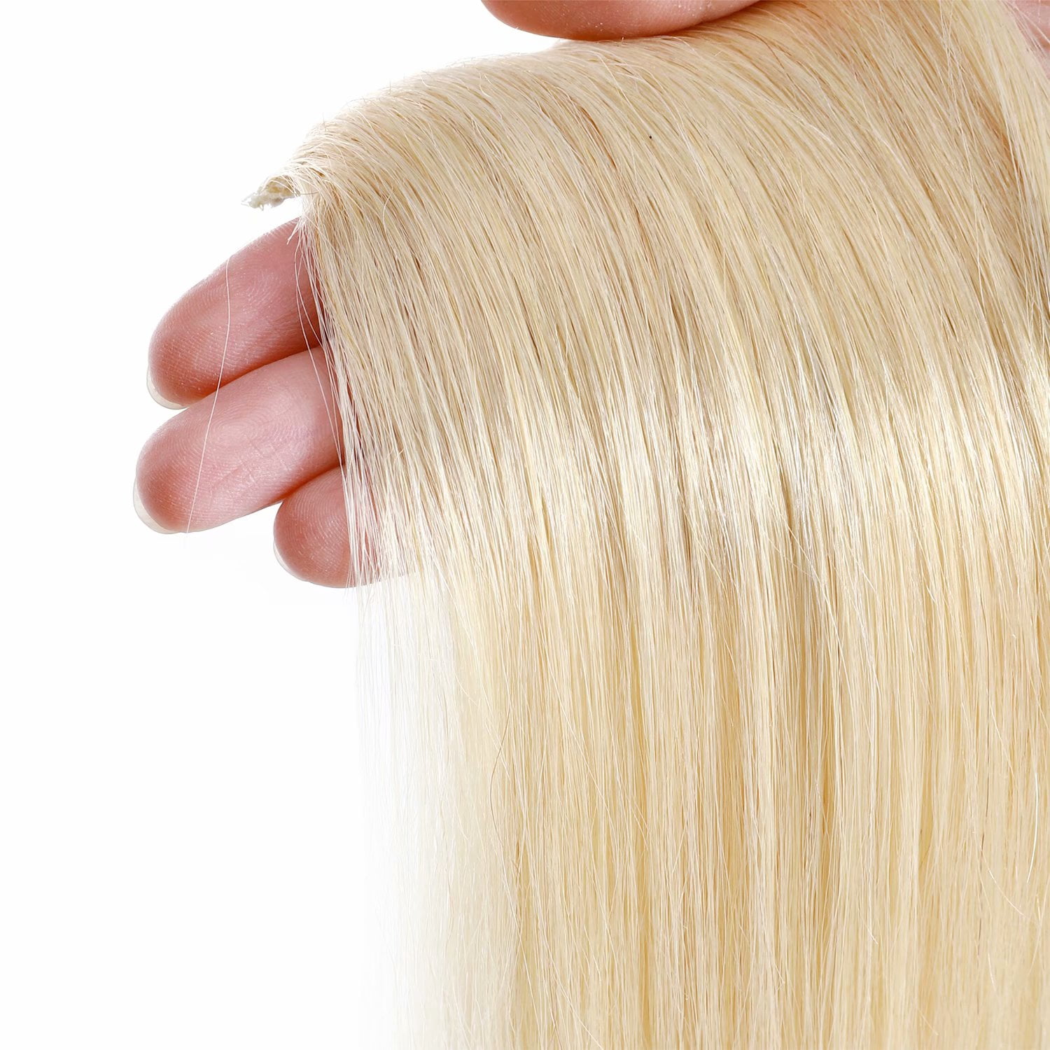 Benehair Clip in 100% Remy Human Hair Extensions Hair Pad Seamless Hairpiece Topper Thickened Soft Thin Hair Blonde 3 Pieces