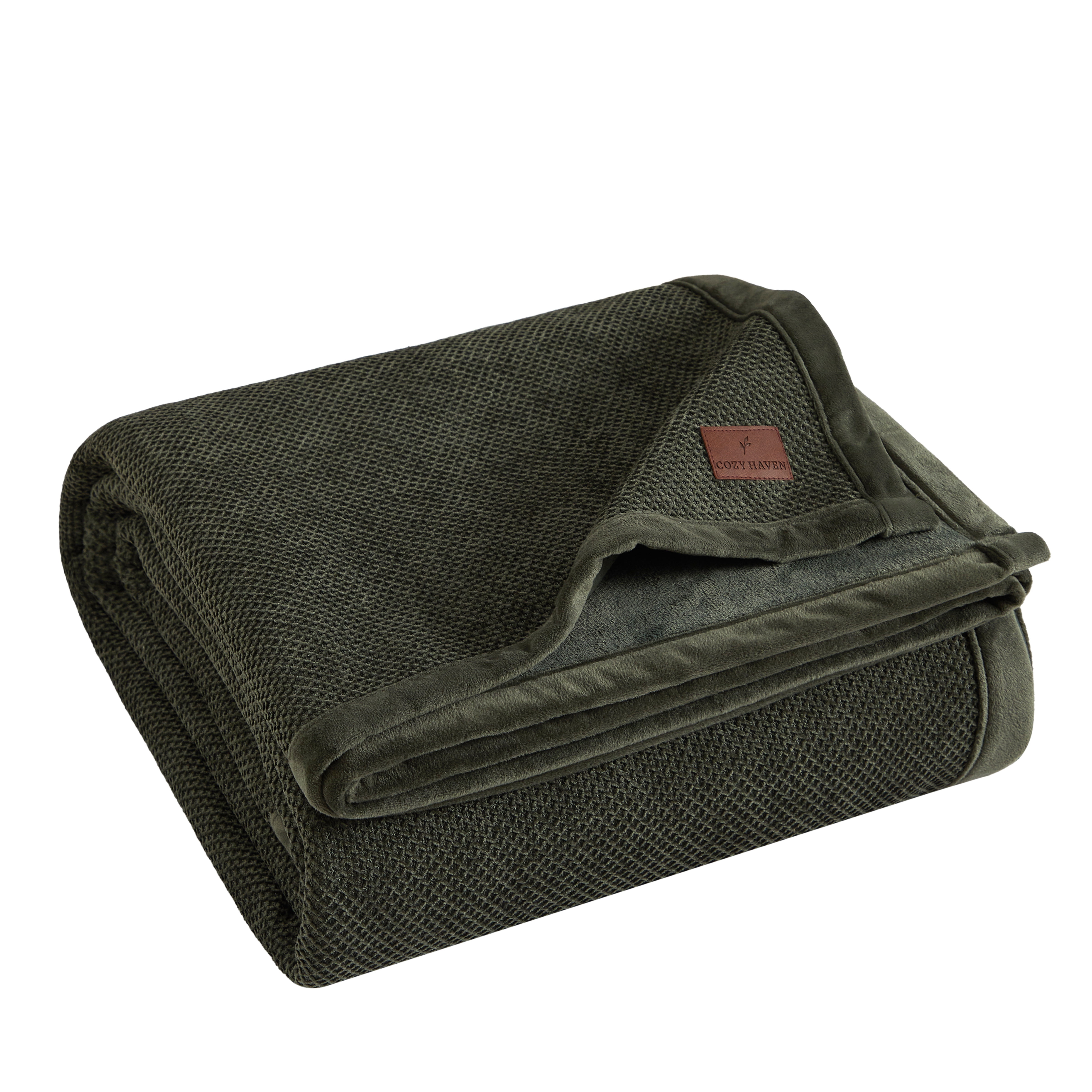 Cozy Haven Luxury Knot Chenille Bed Blanket,Mulled Basil, King Size, 102 x 90 in