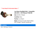 thumbnail image 2 of Low Beam Headlight Bulb - Compatible with 2016 - 2019 Nissan TITAN XD 2017 2018, 2 of 2