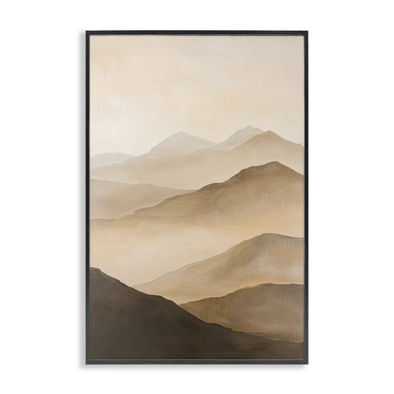 Stupell Industries Southwestern Moody Mountains Foggy Landscape Black Framed Giclee Art, 12 x 18, by Petals Prints Design