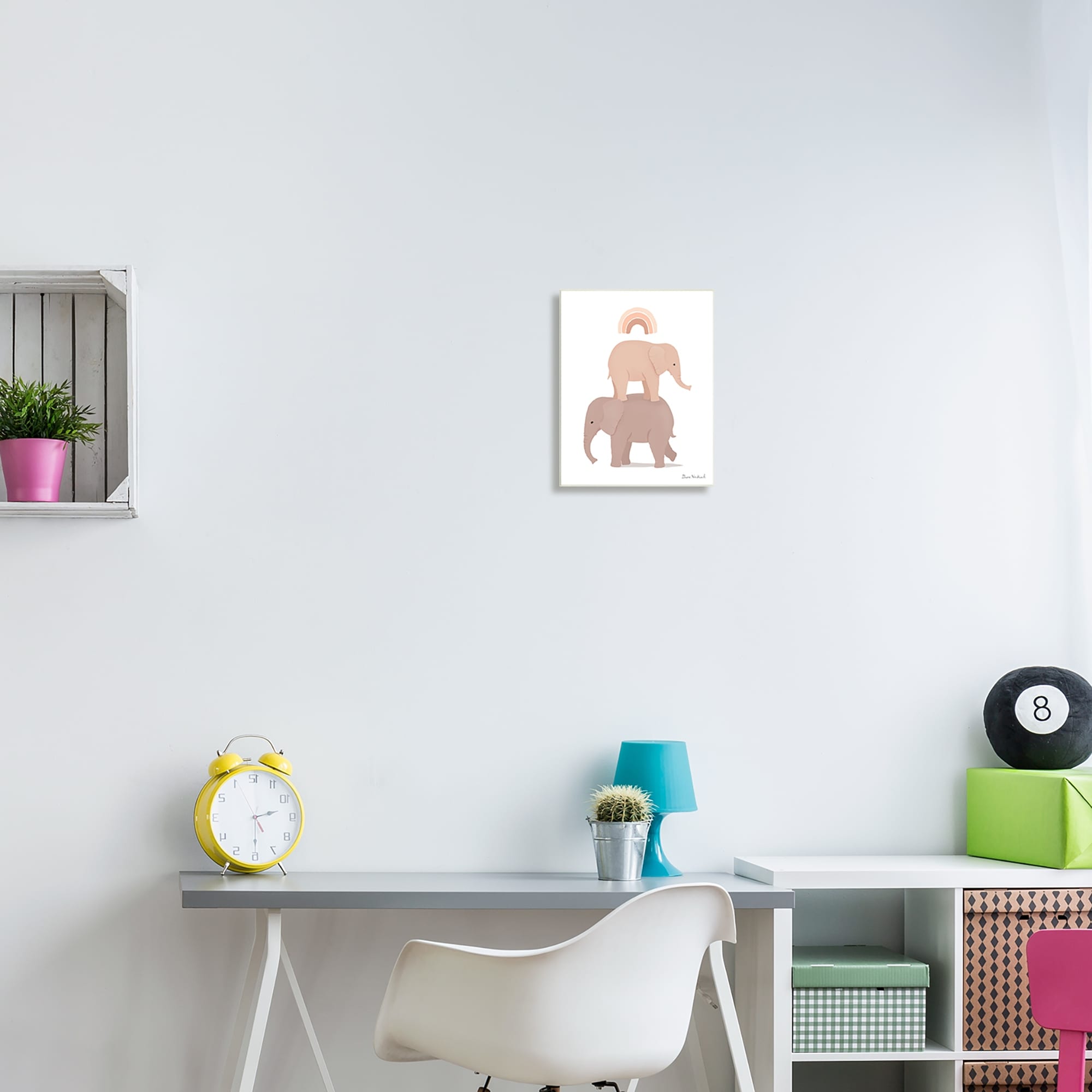 Stupell Industries Two Elephants Standing Under Rainbow Neutral Tones Graphic Art Unframed Art Print Wall Art, Design by Diane Neukirch