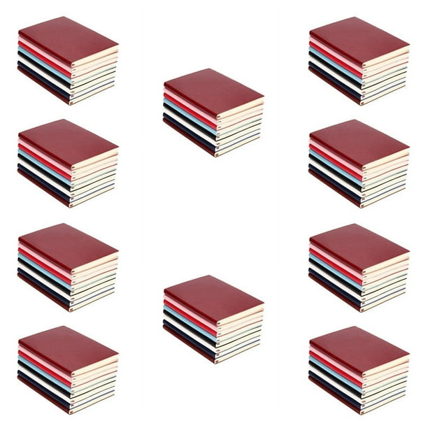 10X Cuaderno de Cuero de la PU de Cubierta Suave Aleatorio de 6 Colores Diario de Escritura Libro de Diario Forrado de 100 Paginas