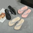 thumbnail image 4 of Flip Flops Rhinestone Fashion Non-slip All Match Beach Slippers Thong Sandals, 4 of 10