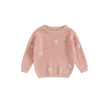 

BABAMOON Newborn Infant Toddler Baby Girls Knitted Sweater Long Sleeve Flower Pullover Tops Winter Warm Clothes