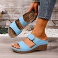 thumbnail image 3 of Heels for Women Solid Color Orthopedic Wedge Sandals Antislip Slip on Platform Walking Shoes Fashion Casual Slides Sky Blue Size 9.5, 3 of 7