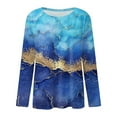 thumbnail image 4 of PENGXIANG Femmes Quotidien Tops Manches Longues Confortable Gradient Imprimé Chemisier Tops Casual Manches Longues Col Tunique Pull-Over Chemises, 4 of 4