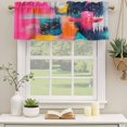 thumbnail image 2 of Colorful Abstract Art Curtain Valances for Windows, Kitchen Valance Window Treatments Panel 2 Pack, Oil Painting Modern Art Rod Pocket Short Curtains for Bathroom Bedroom 42 x 12 Inch, 2 of 8
