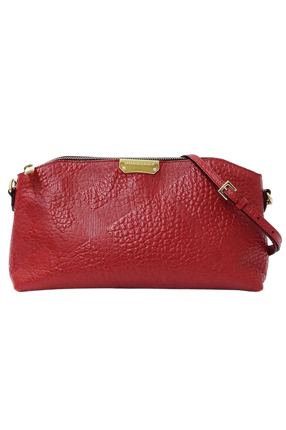 Pre-Owned Burberry Women's Shoulder Bag in Red Check Leather with Mini (Good)