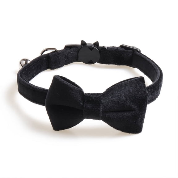 Yidarton Pet Cat Collar High Texture Velvet Texture Bow Cat Collar With Bell black