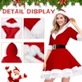 thumbnail image 3 of Alaiyaky Mrs. Claus Red Hooded Dress Women's Santa Claus Costume with Belt Christmas Role Play Theme Party Stage Performance, 3 of 7
