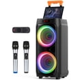 thumbnail image 1 of JYX Máquina de karaoke con 2 micrófonos inalámbricos para adultos, altavoz de fiesta Bluetooth grande de 8 pulgadas con potencia máxima de 500 W, sistema PA con luz de discoteca LED, ruedas giratorias, 1 of 5