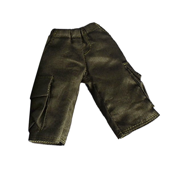 Pantalones cortos de entrenamiento para correr con figura masculina a escala 1/12 con bolsillos adicionales Verde