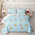 thumbnail image 2 of jejeloiu Ocean Theme Bed Spread Queen Kids,Cute Starfish Seashell Queen Coverlet Set For Girls,3pcs, 2 of 7