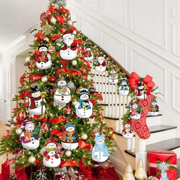 18PCS Christmas Wooden Pendant Christmas Tree Hanging Oranment A