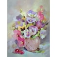 thumbnail image 2 of Zareckaya, Tatiana 15x18 Black Ornate Wood Framed with Double Matting Museum Art Print Titled - Pansies in Pink Vase, 2 of 4