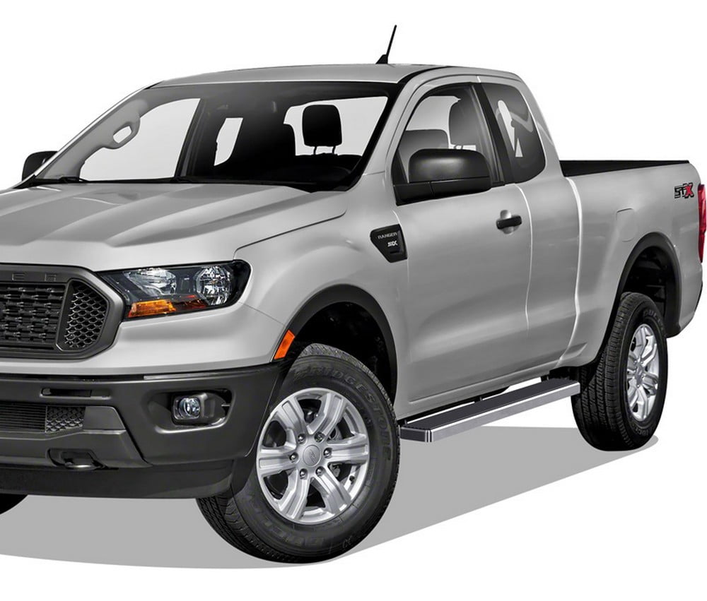 APS Running Boards 5 inches Compatible with Ford Ranger 2019-2023 Super Cab (with 2 Full Size Doors and 2 Suicide Doors) Stainless Steel (Nerf Bars Side Steps Side Bars)