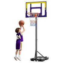 Kids Basketball Hoop Outdoor, 3.5-7ft Stepless Adjustable Height, Portable Basketball Hoop for Kids in Backyard, Driveway and Indoor, Shatterproof PC Backboard