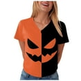thumbnail image 7 of YDFCWXW Halloween Shirt for Women Shirt Funny Top Loose Fit V-Neck T-Shirt Short Sleeve Tee Gold, XL, 7 of 7