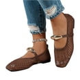 thumbnail image 4 of HTHLVMD Hollow Breathable Casual Footwear, Mesh Mary Jane, Widestep Shoes for Women, Women's Mesh Ballet Flats Fishnet Ballerina Flats Buckle Strap Mary Jane Causal Daily Dress Shoes, Brown 8.5, 4 of 5